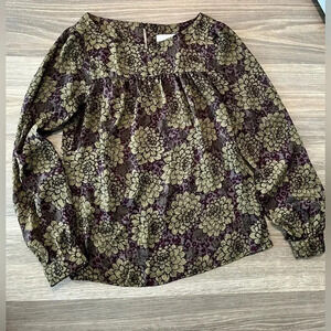 Ann Taylor Loft Leopard and Floral Print See-thru Tunic